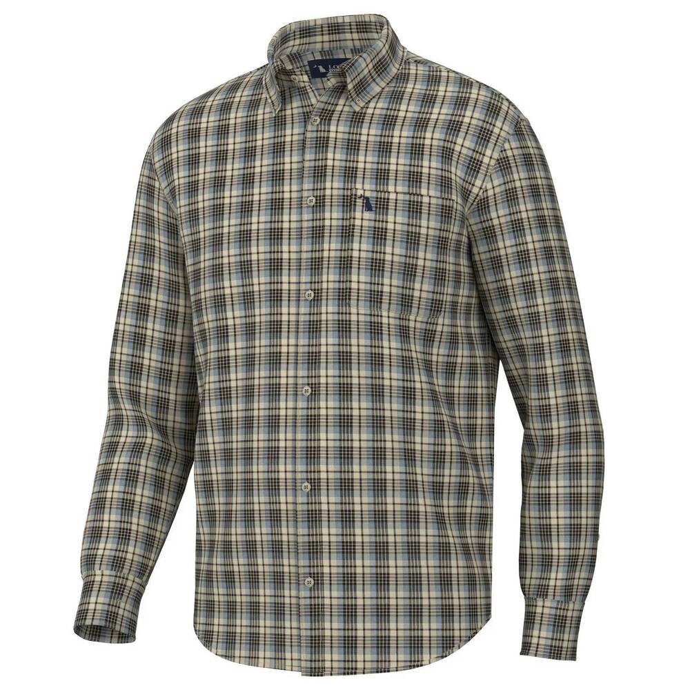 NEW LOCAL BOY OUTFITTERS men's grange dress shirt in slate/beige/mocha